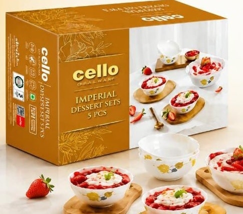 Cello Imperial set with 1 small serving bowl and 4 veg bowls.