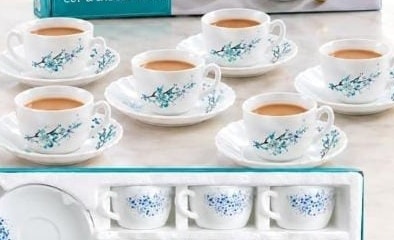 Cello set with 6 cups and 6 saucers.